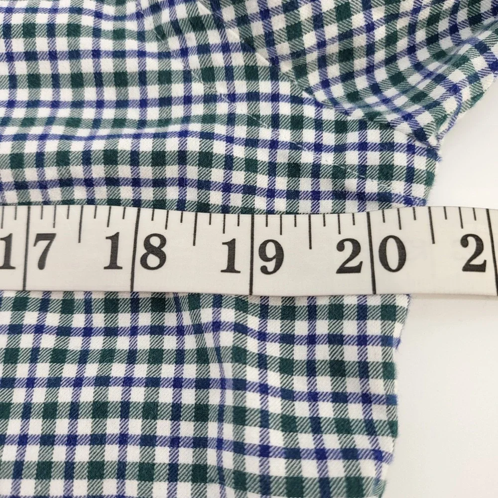 Polo Ralph Lauren Slim Fit Mens Green Blue White Long Sleeve Plaid Shirt Medium